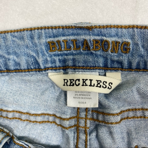 Billabong Shorts Reckless Women Sz 5 Laced front denim distressed denim … - Picture 4 of 11